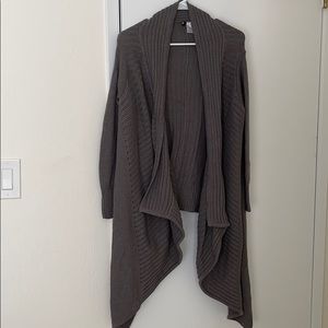 H&M grey open draped front cardigan, size S